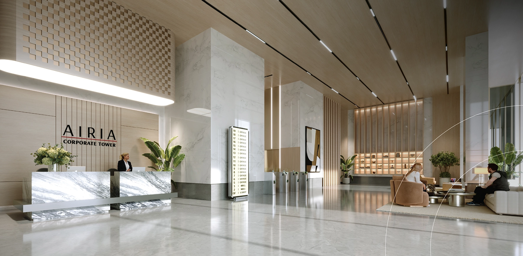 Banner showcasing premium office spaces at Reach Airia Corporate Tower