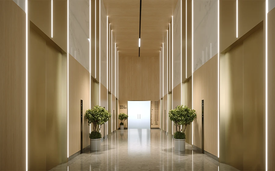 Modern high-speed elevators at Reach Airia Corporate Tower