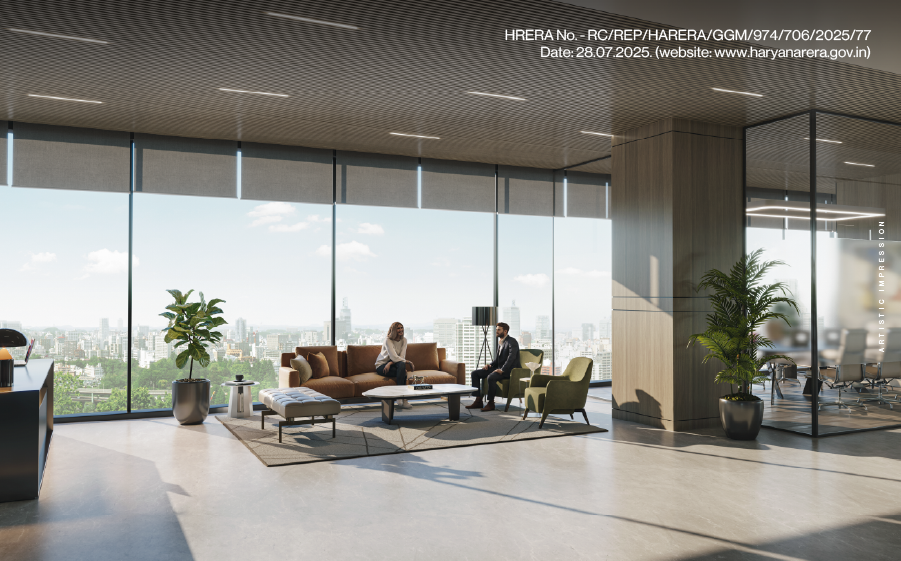 Office spaces with floor-to-ceiling height at Reach Airia Corporate Tower