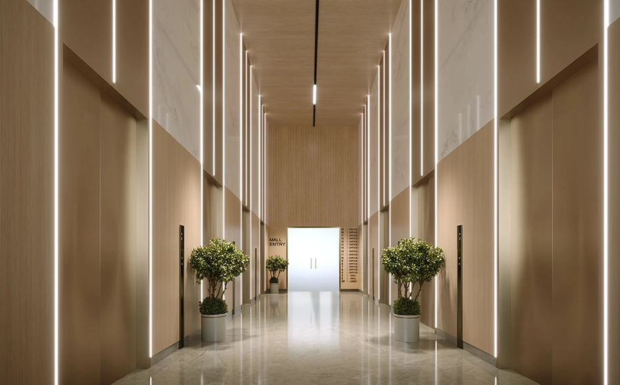 Modern high-speed elevators at Reach Airia Corporate Tower
