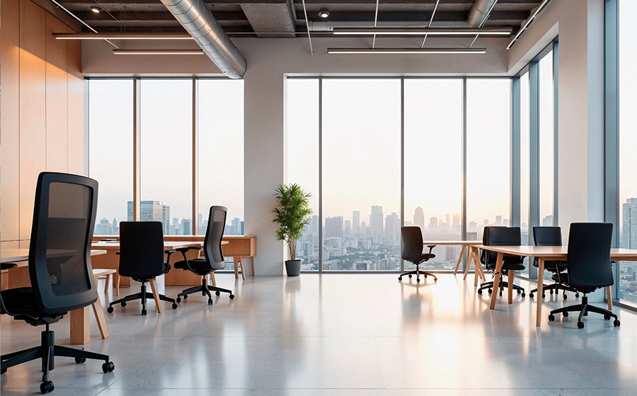 Office interiors with maximum natural light at Reach Airia Corporate Tower